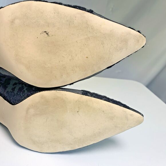Ameri Vintage Sheer Embroidery Mesh Boots Black Floral Block Heel Size M US 7 - Picture 12 of 13